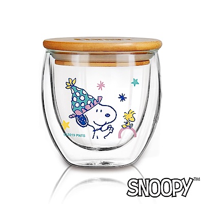 (組)[四入套組 平均一件225] SNOOPY 史努比 小時光竹蓋雙層玻璃杯240ml(快) product thumbnail 3