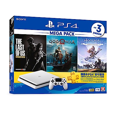 PlayStation 4 MEGA PACK 同捆組(白)+原廠無線控制器+1000點數卡 組合 product thumbnail 3