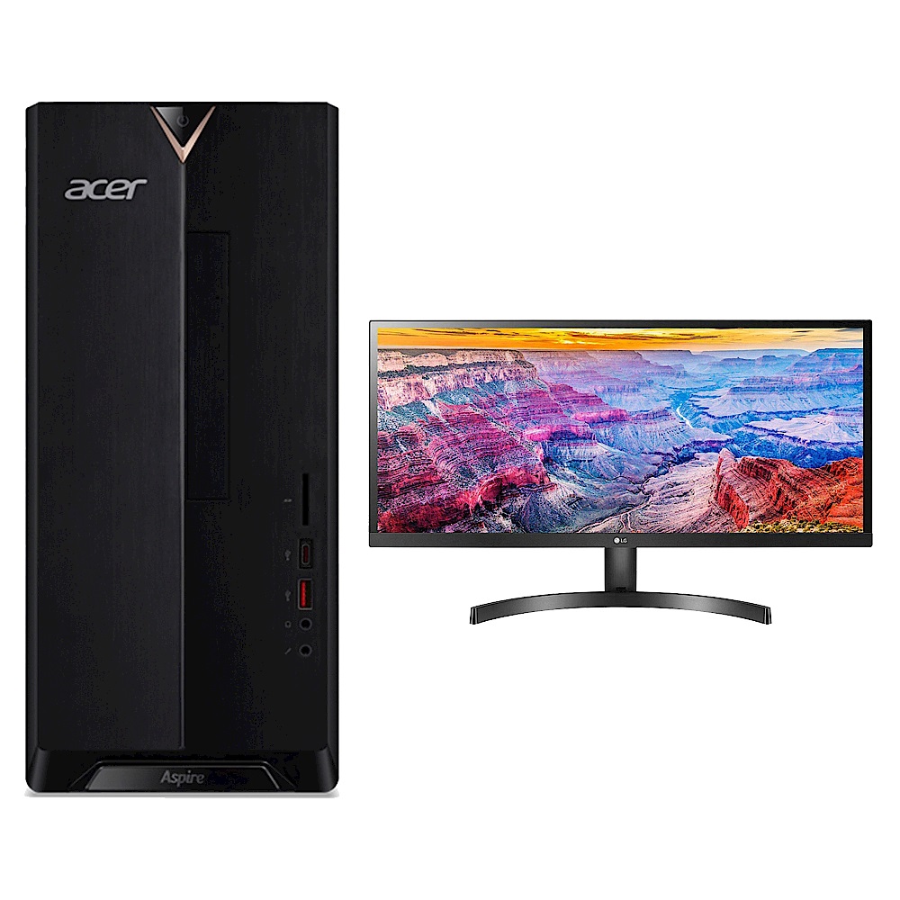 Acer XC-885 九代i5六核雙碟獨顯桌上型電腦(i5-9400F/GT 1030/8G/1T/256G/Win10h)＋LG 29型 IPS電競21:9電腦螢幕組合 product image 1