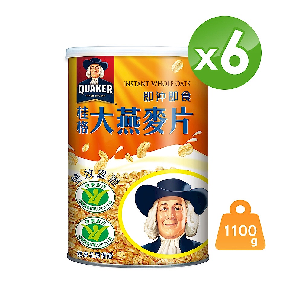 桂格 即沖即食大燕麥片(1100gx6罐) 買就送穀穀樂原味玉米脆片(170g) product image 1