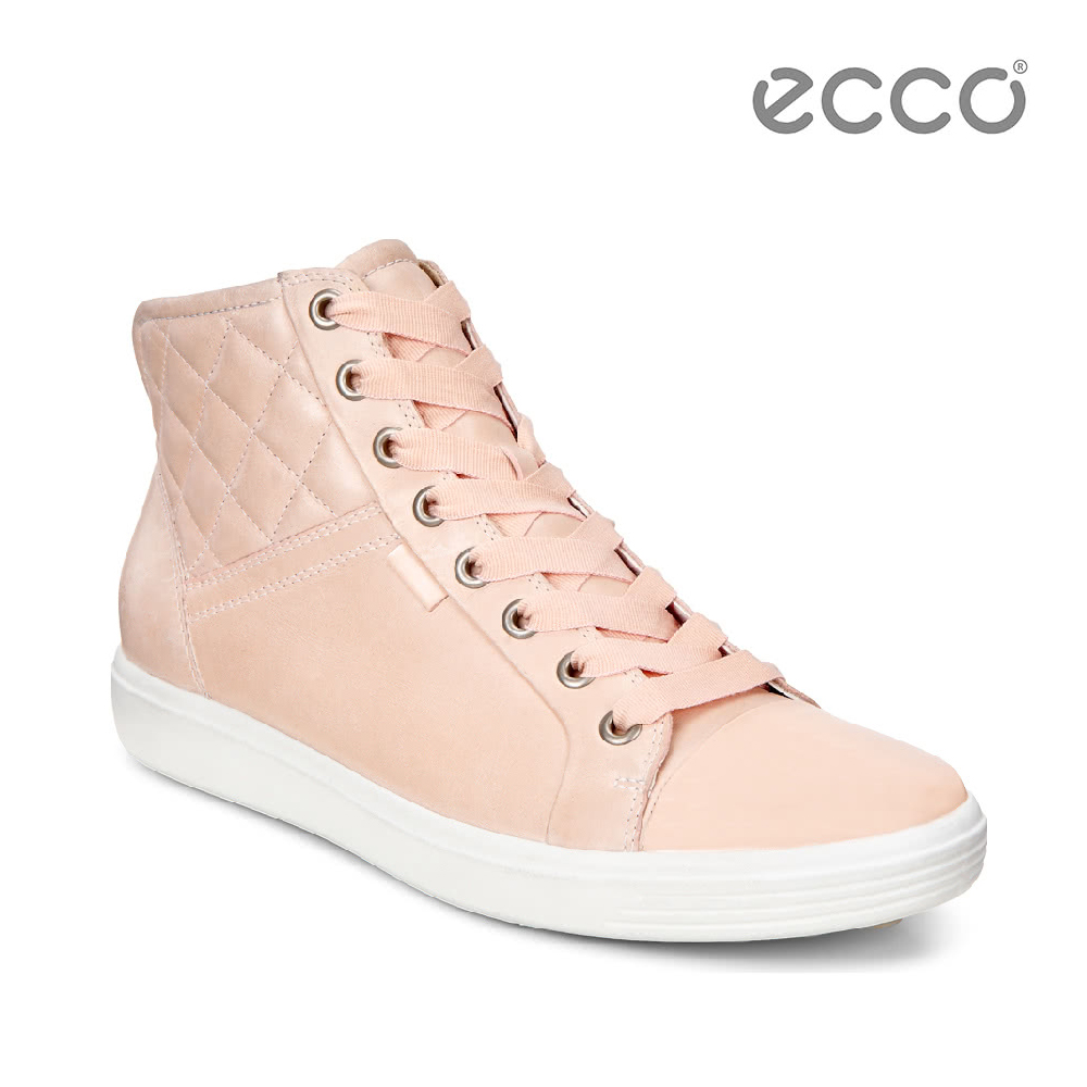 ECCO SOFT 7 LADIES 運動風高筒休閒鞋-粉