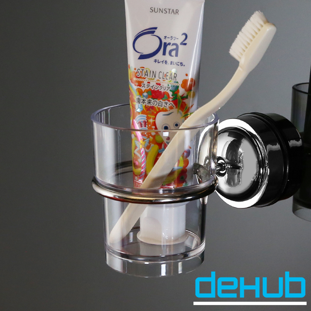 DeHUB 二代超級吸盤 不鏽鋼杯架組(銀)