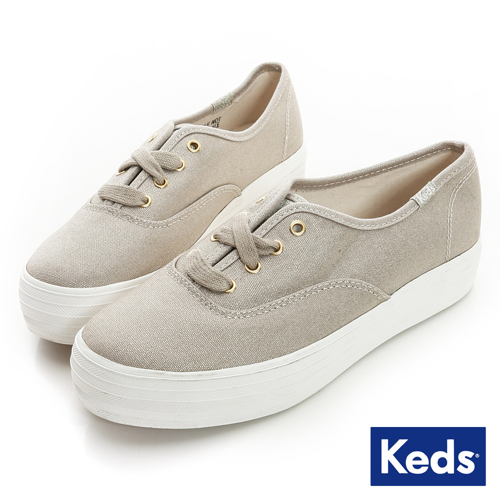 Keds 金屬光感厚底休閒鞋-金色