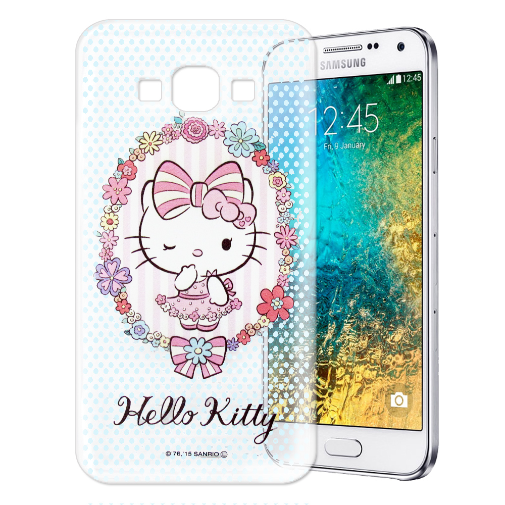 Hello Kitty Samsung Galaxy E7 透明軟式手機殼 花邊款