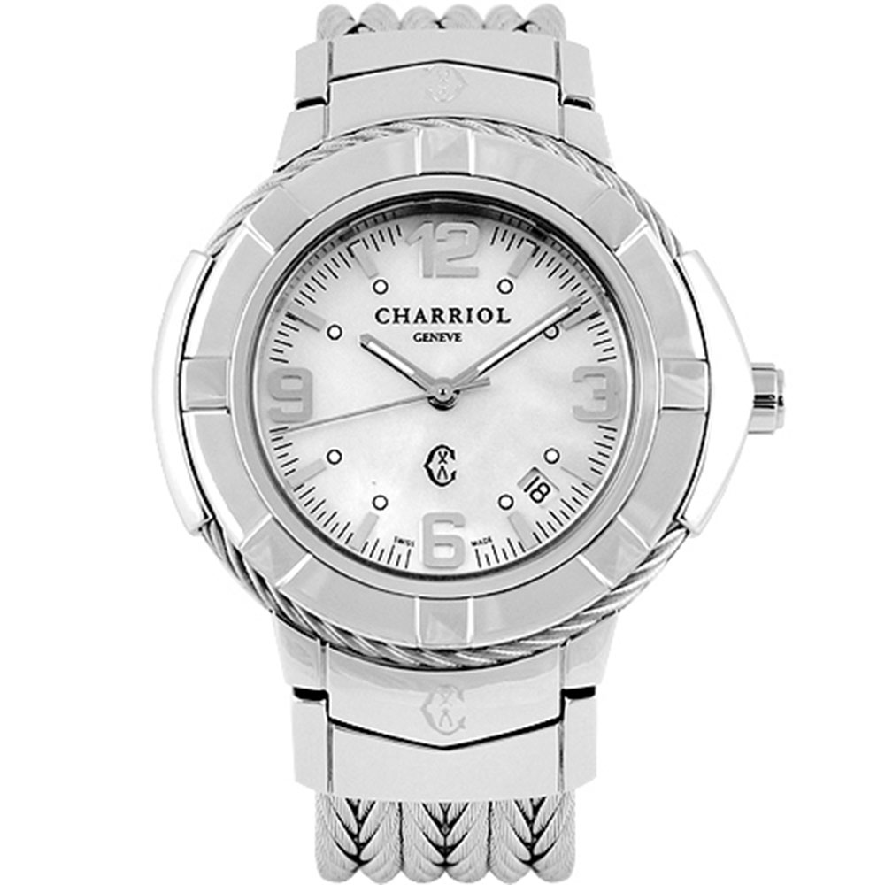 CHARRIOL 夏利豪New時尚經典鋼索腕錶-白/38mm
