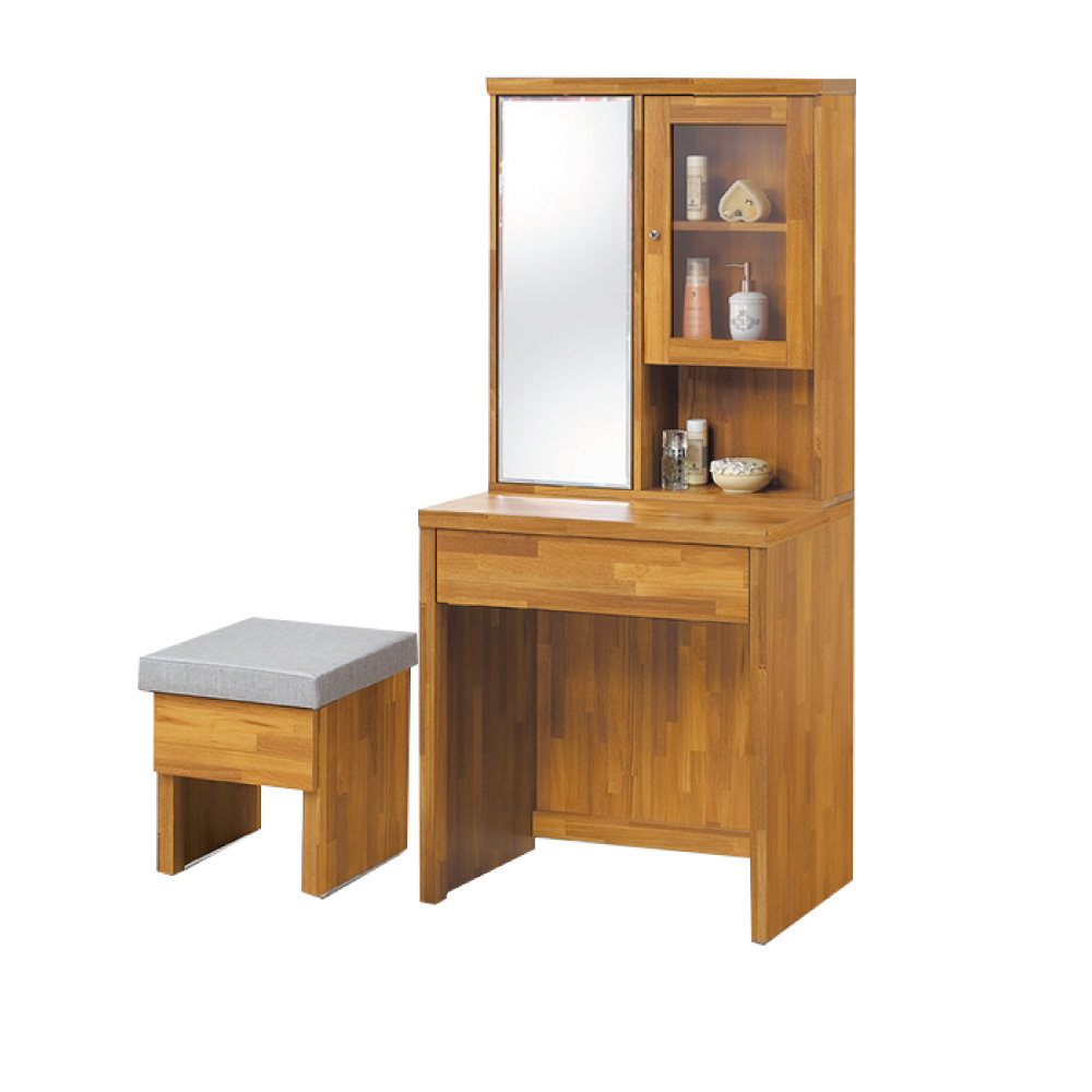 品家居 康特2尺旋轉式鏡面化妝鏡台含椅(二色)-60x45x160cm免組