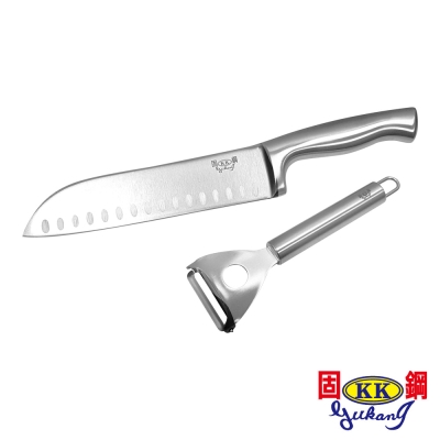 固鋼 不鏽鋼料理刀具2件組-料理刀+削皮刀