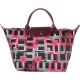 LONGCHAMP Le pliage Memphis 短把印花尼龍水餃包(暗紅色) product thumbnail 1