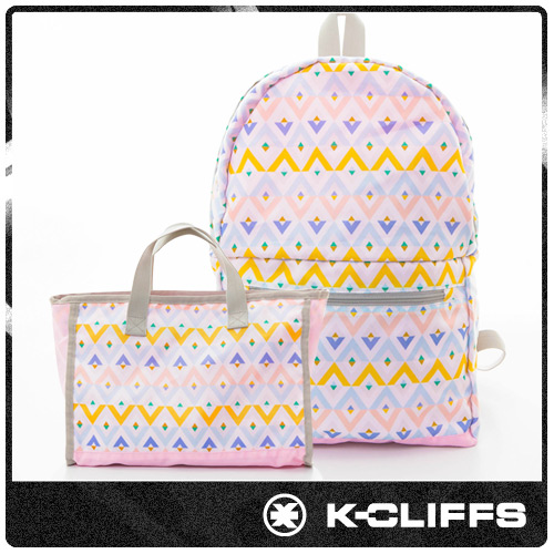 美國K-CLIFFS 幾何印花輕量極簡兩用包-粉