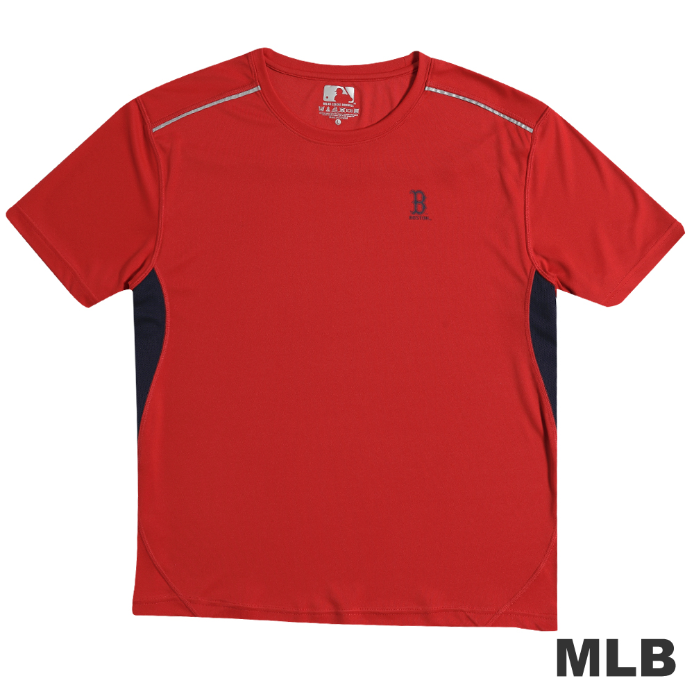 MLB-波士頓紅襪隊反光合身吸濕排汗T恤-紅(男)