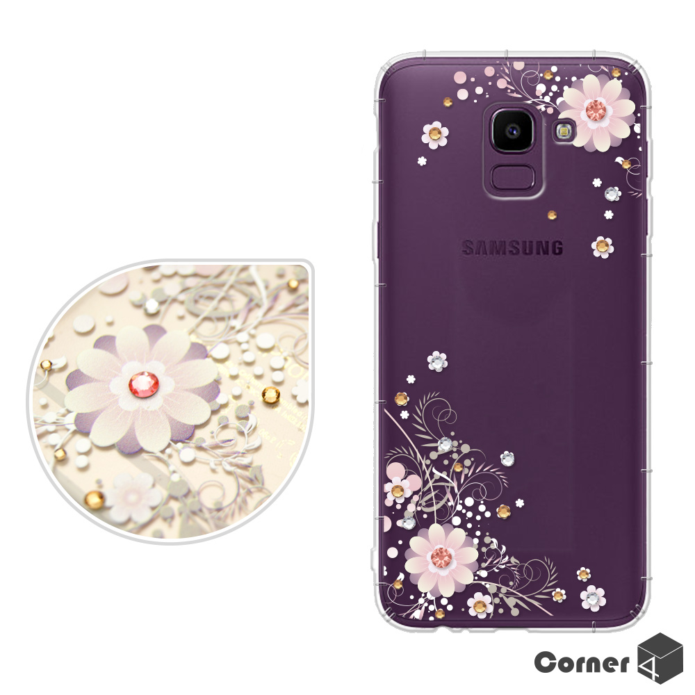 Corner4 Samsung Galaxy J6 奧地利彩鑽防摔手機殼-風鈴草