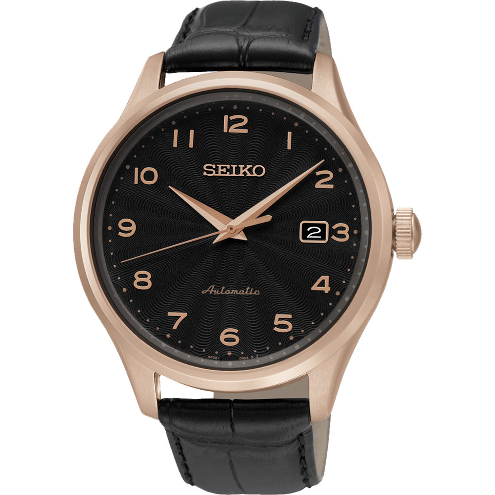 SEIKO CS系列 簡約雅仕機械錶(SRP706J1)-黑x玫瑰金框/42mm