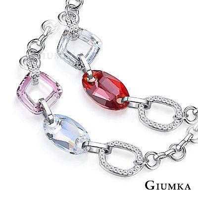 GIUMKA 幾何世界水晶手鍊女款 精鍍正白K-共2色