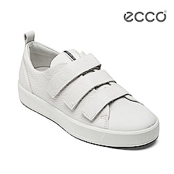 ECCO SOFT 8 LADIES 簡約魔鬼氈休閒鞋-白