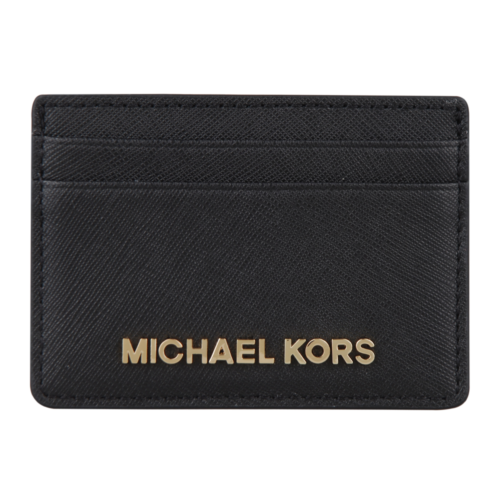 MICHAEL KORS 金字防刮皮革卡片夾(黑)