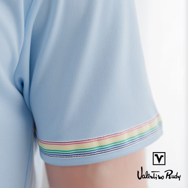 Valentino Rudy 范倫鐵諾.路迪 吸濕排汗冰涼機能T恤衫-水藍-V領口袋