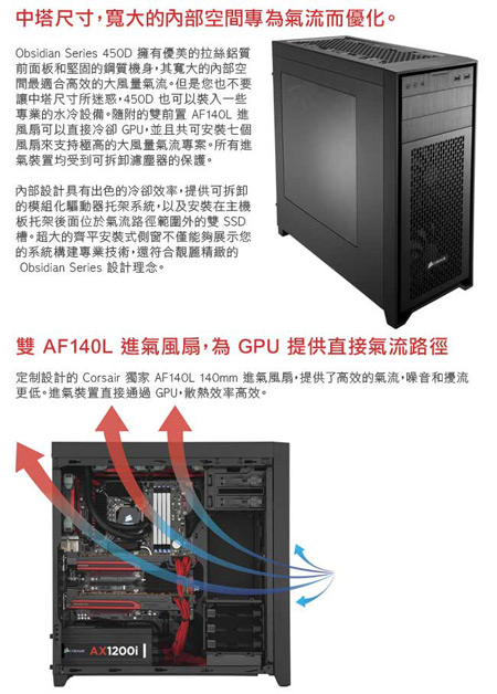 CORSAIR海盜船Obsidian系列450D電腦機殼