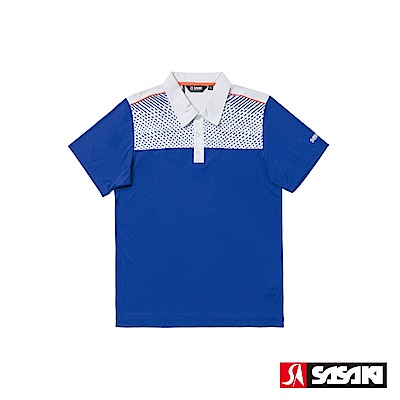 SASAKI 夜間反光抗紫外線長效性溪排功能網球短衫-男-鈷藍/深灰