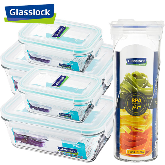 Glasslock強化玻璃微波保鮮盒 - 儲物套裝5件組