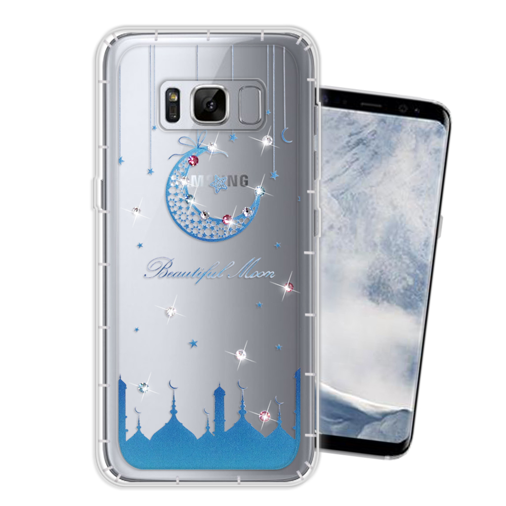 WT Samsung Galaxy S8+/S8 Plus奧地利水晶空壓手機殼(月彎星辰)