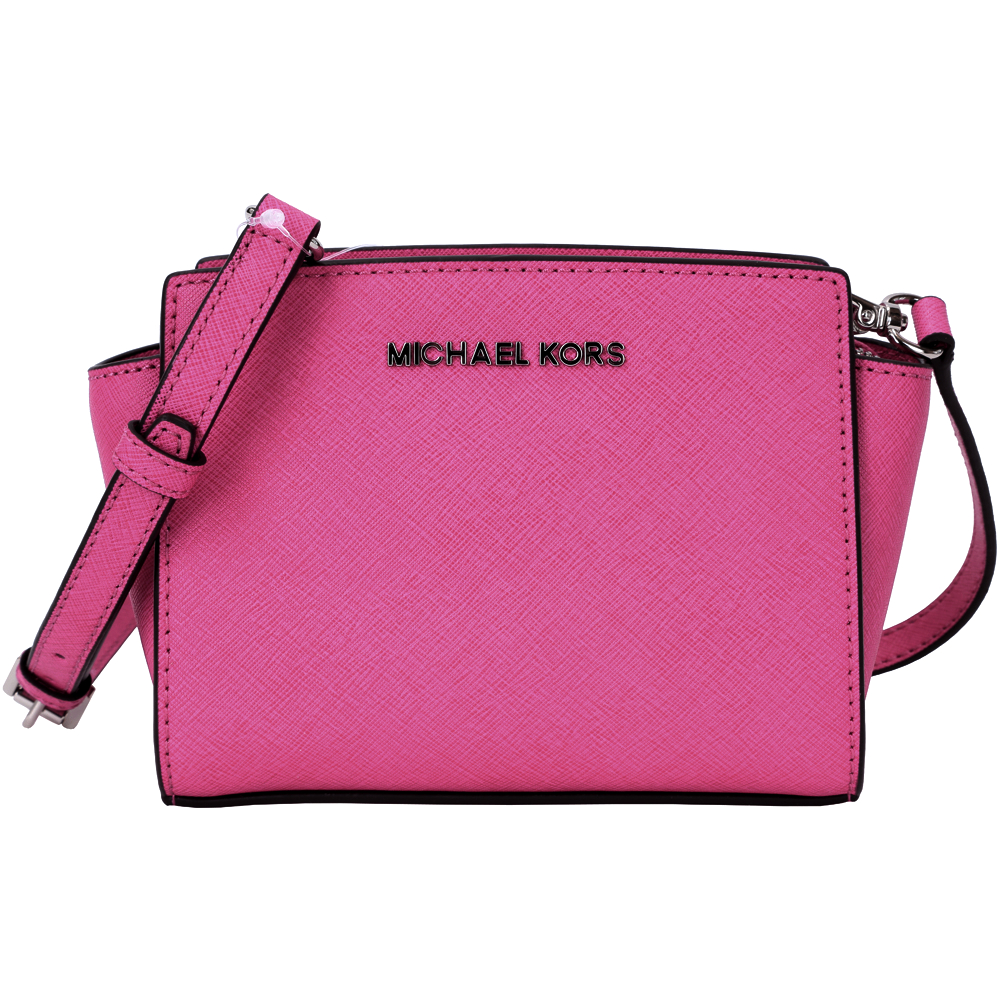 Michael Kors Selma 防刮牛皮斜背包(MINI/桃紅色)