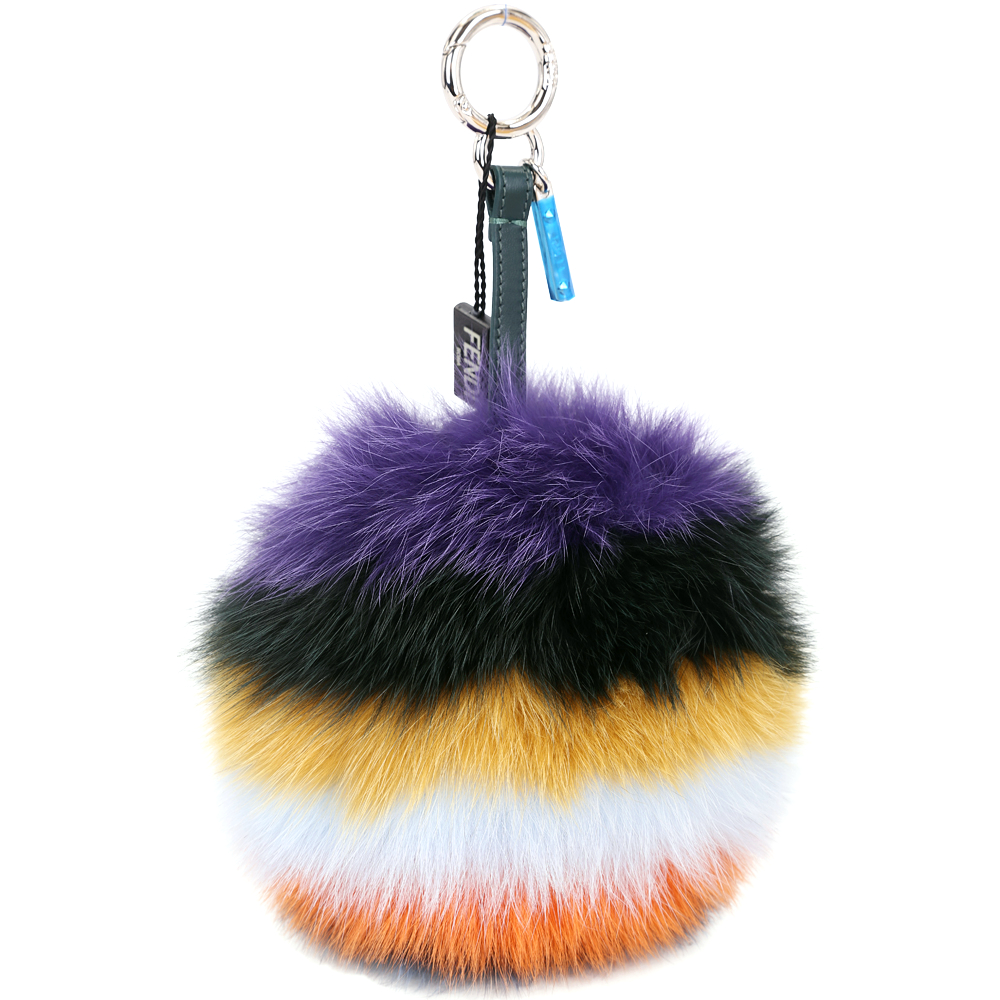 FENDI Pompon 彩色拼接狐狸毛球吊飾(展示品)