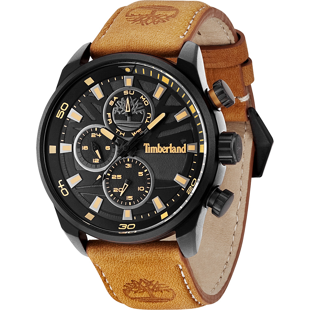 Timberland Henniker 美式潮流日曆時尚腕錶-黑x棕/46mm