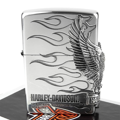 【ZIPPO】日系~Harley-Davidson-哈雷鷹-燻銀鍍色金屬加工打火機