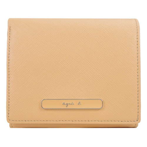 agnes b.長鐵牌防刮短夾(駝黃)