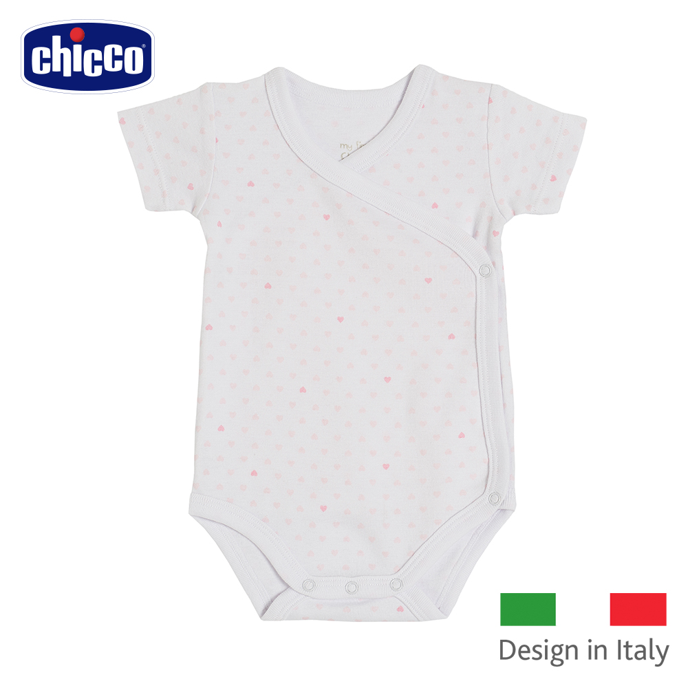 chicco-愛心滿點居家側開短袖連身衣(3-18個月)