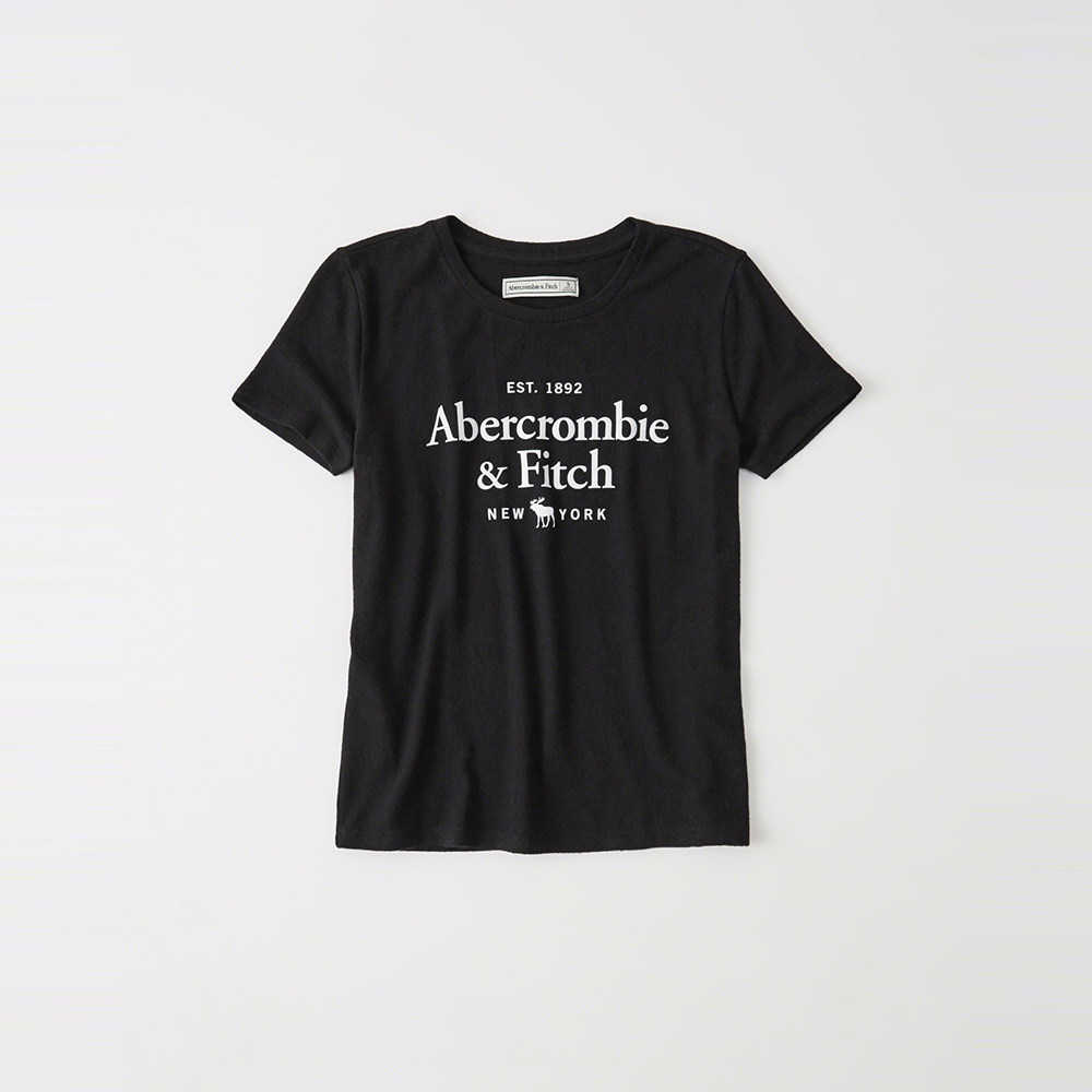 A&F 經典文字麋鹿短袖T恤(女)-黑色 AF Abercrombie