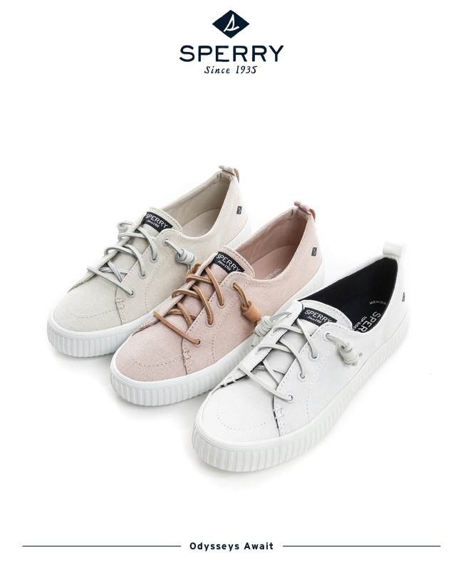 SPERRY 街頭風尚經典帆布帆船鞋(女)-象牙白