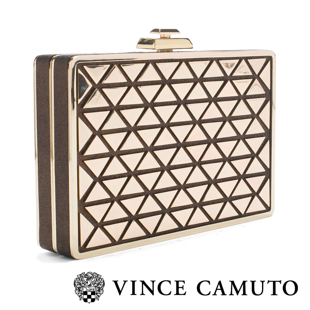 Vince Camuto 奢華幾何派對手拿包-金色