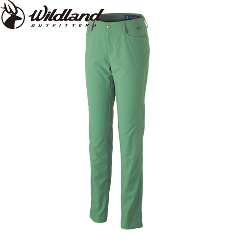 【Wildland 荒野】女彈性耐磨抗UV合身長褲-綠