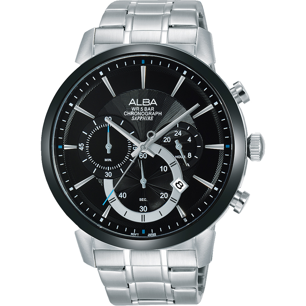 ALBA雅柏 Prestige 酷流行計時手錶(AT3D25X1)-黑/44mm