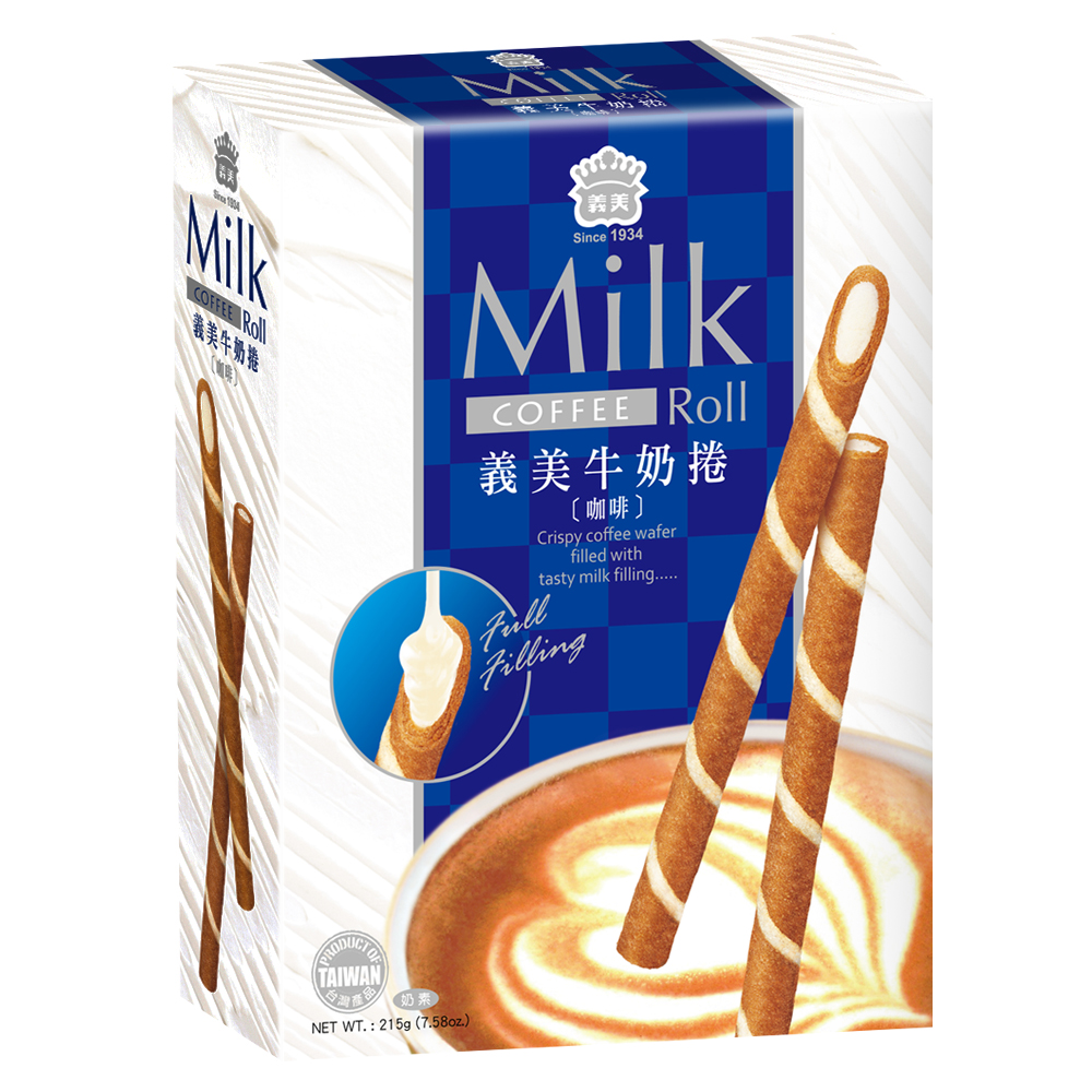 義美 牛奶捲-咖啡(215g)