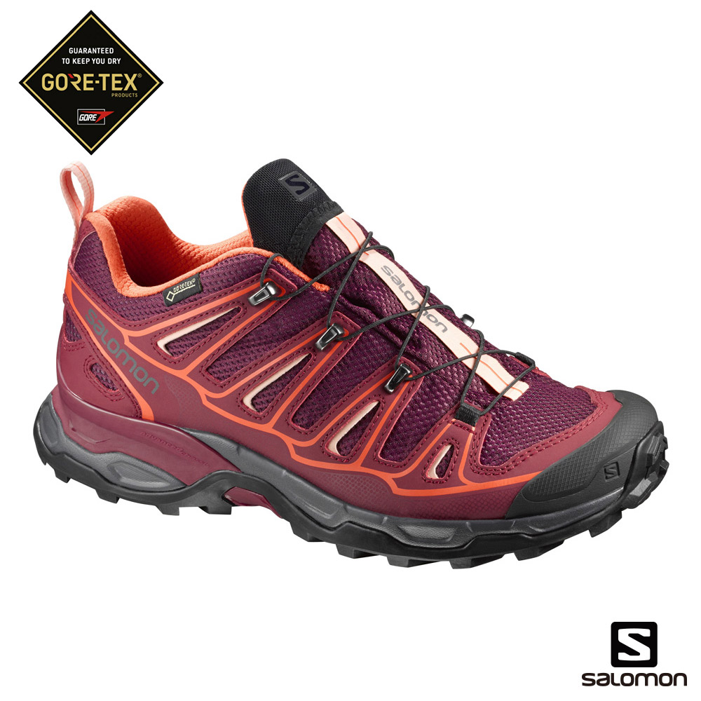 Salomon 登山鞋 低筒 GORETEX 防水 女 X ULTRA 2 紅