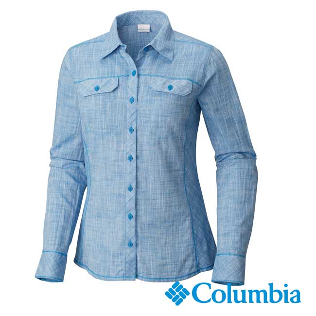 Columbia 哥倫比亞 女款-棉質長袖襯衫-藍色(UAR79900BL)