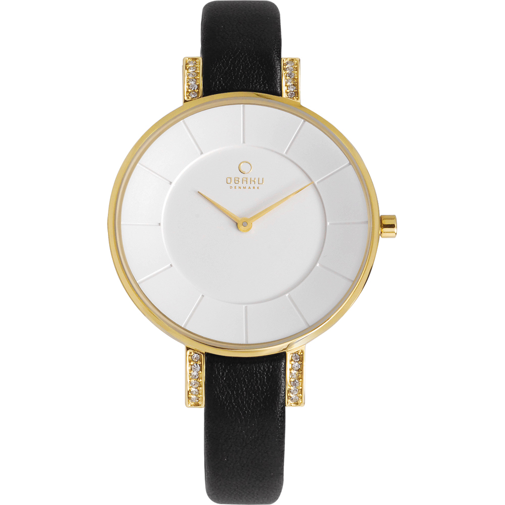 OBAKU 采耀時刻晶鑽時尚腕錶-白x金框/34mm