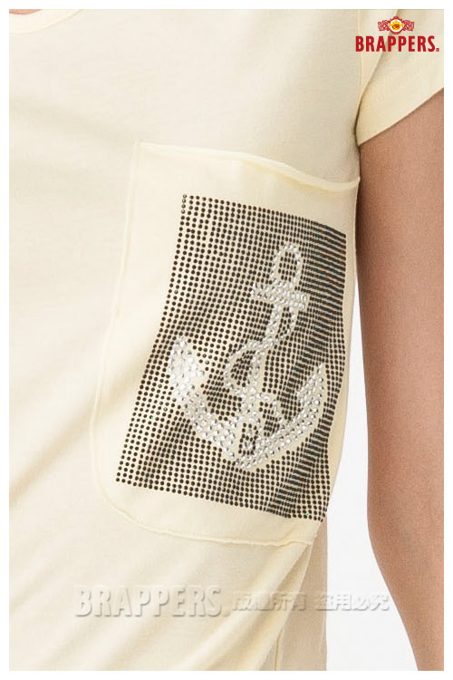 BRAPPERS 女款 口袋船錨圖樣短袖T恤-黃