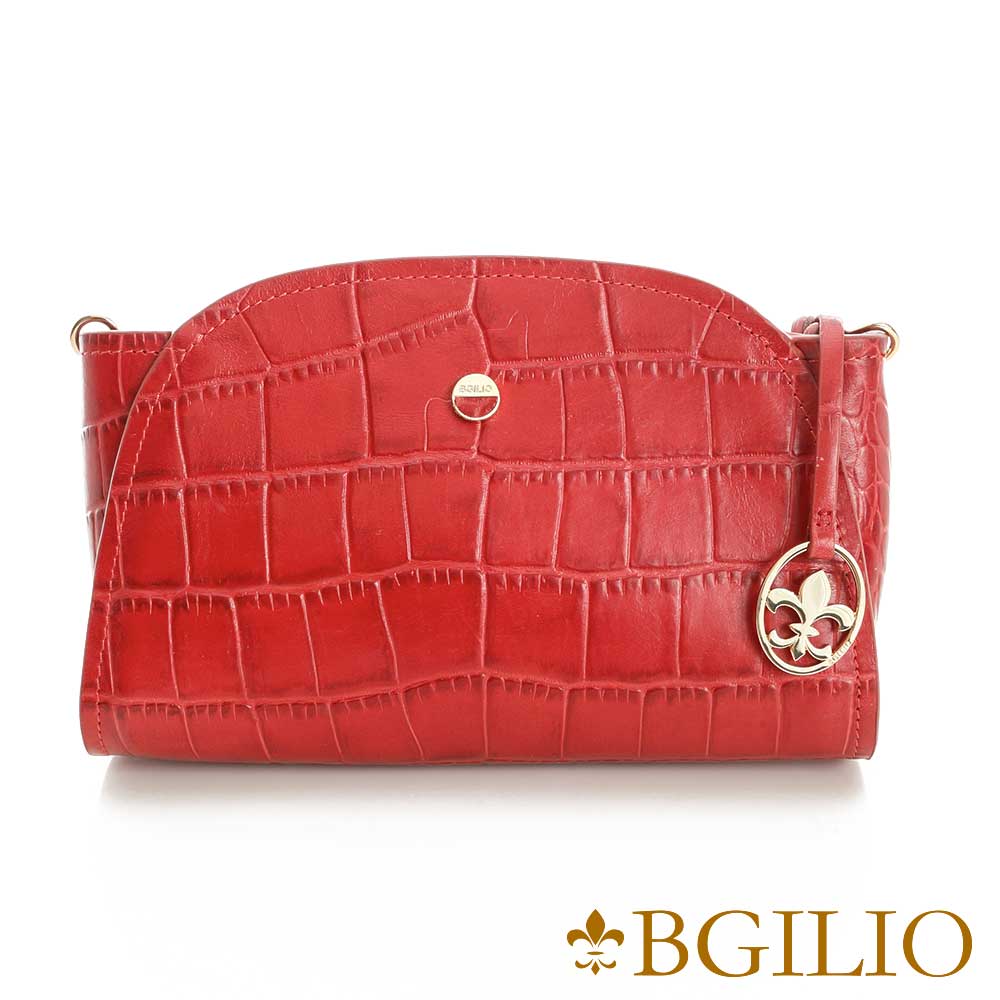義大利BGilio-時尚鱷魚紋牛皮元寶小包-紅色1970.001E-01