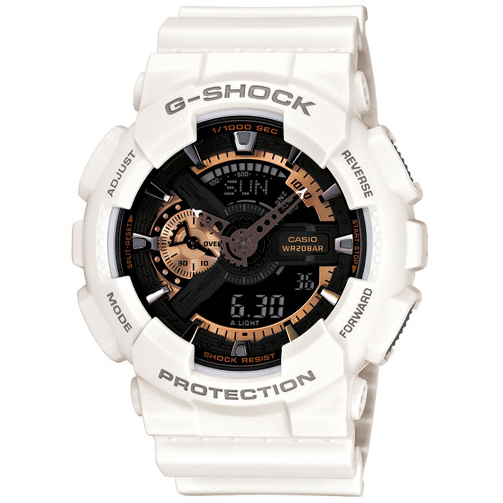 CASIO卡西歐G-SHOCK復古重機裝置運動腕錶(GA-110RG-7A)-白