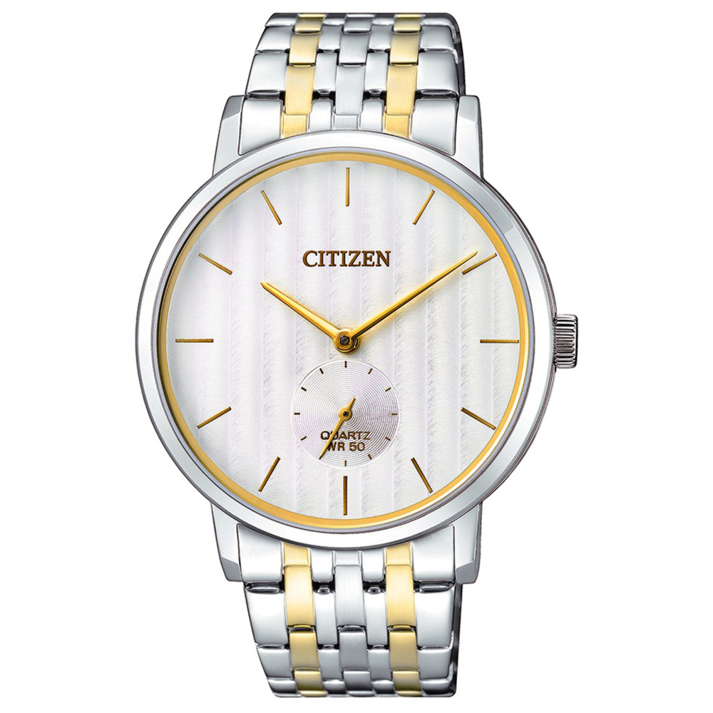 CITIZEN星辰 紳士風範小秒針石英男錶(BE9174-55A)-白/39mm