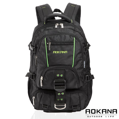 AOKANA奧卡納 台灣釦具 輕量防潑水護脊紓壓機能後背包(綠/黑)68-074
