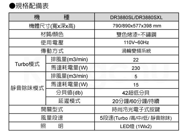 櫻花牌DR3880SXL流線型90cm渦輪變頻除油煙機(不含安裝)