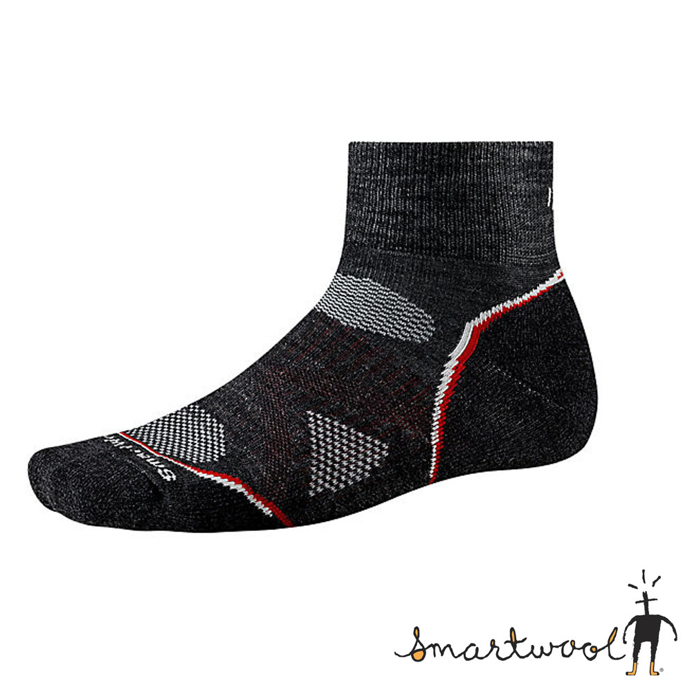 【美國 SmartWool】美國製造 美麗諾羊毛 短筒輕薄羊毛襪(2入)_灰黑