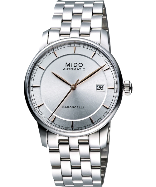 MIDO Baroncelli II 爵士時尚機械腕錶-銀/38mm