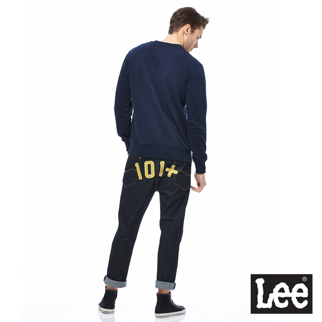 Lee 101+繡花圓領厚TEE-男款-藍色
