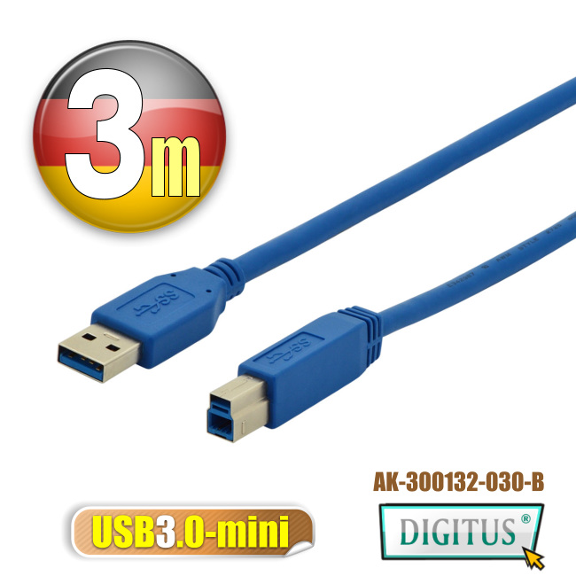 曜兆DIGITUS USB3.0A公轉B公線miniUSB3.0*3公尺
