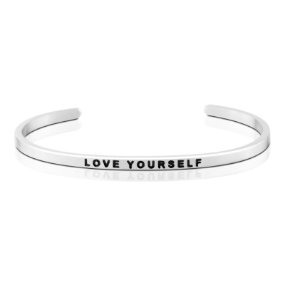 MANTRABAND 悄悄話手環 LOVE YOURSELF 先愛自己 才能愛別人 銀色